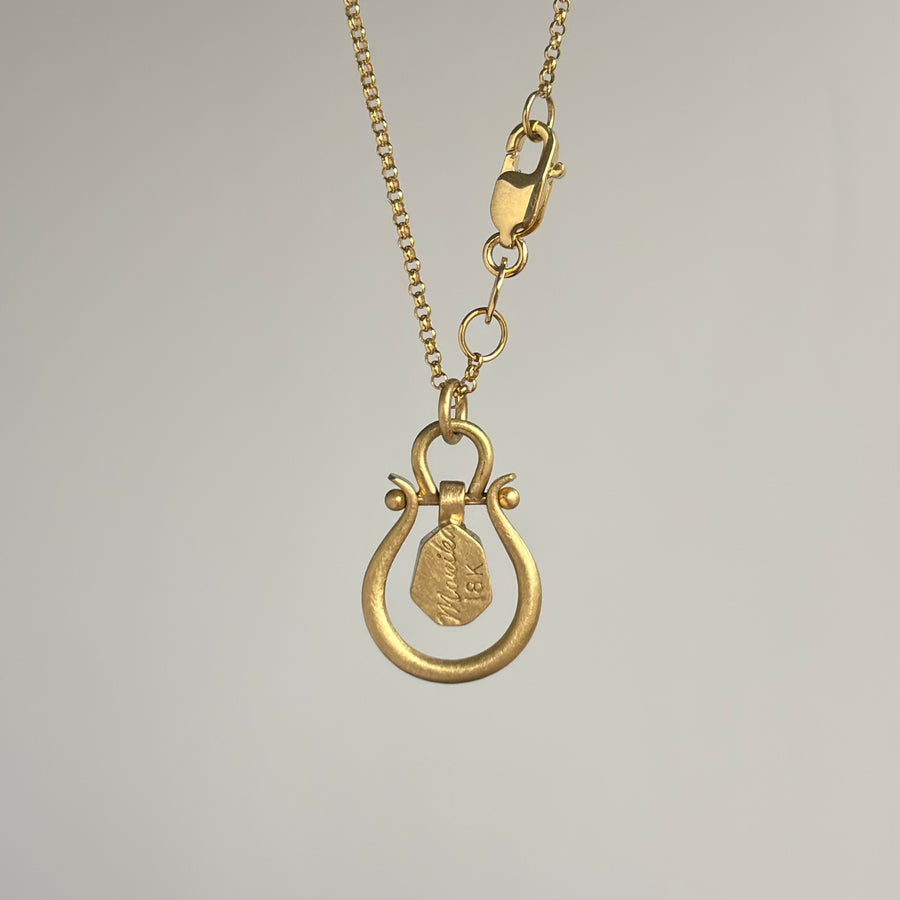 Small Geometric Blue Sapphire Lyre Pendant