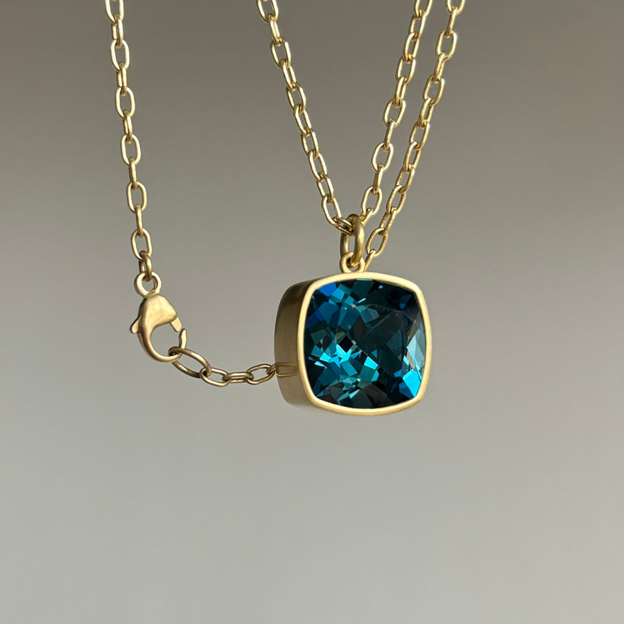London Blue Topaz Cushion Pendant