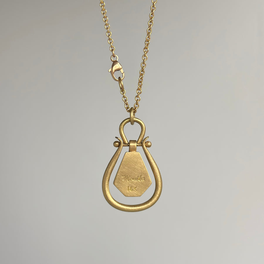 Medium Emerald Hexagon Shield Lyre Pendant