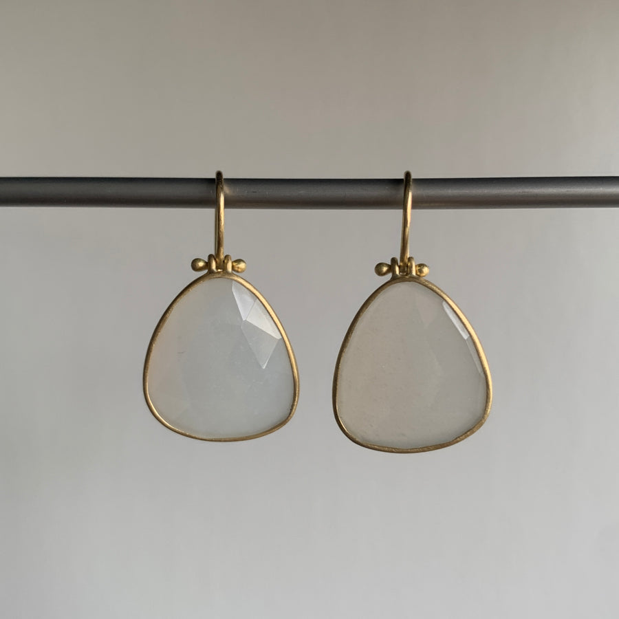 Rose Cut Moonstone Pear Earrings