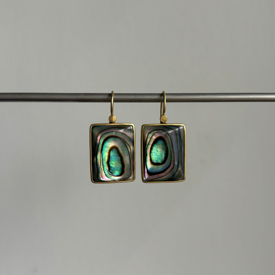 Abalone Bullseye Chicklet Drop Earrings