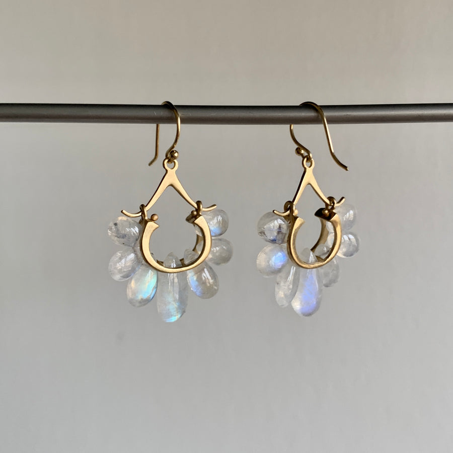 Small Rainbow Moonstone Peacock Earrings