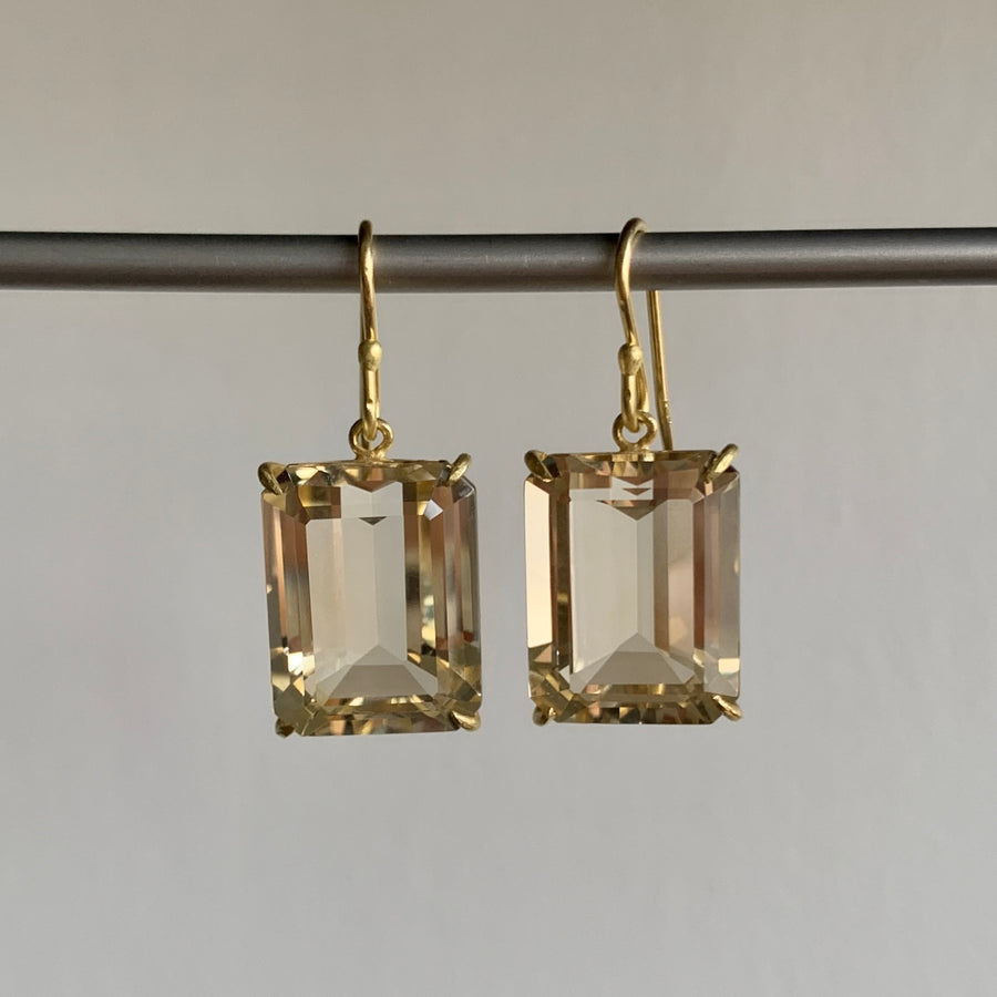 Medium Emerald Cut Champagne Citrine Earrings