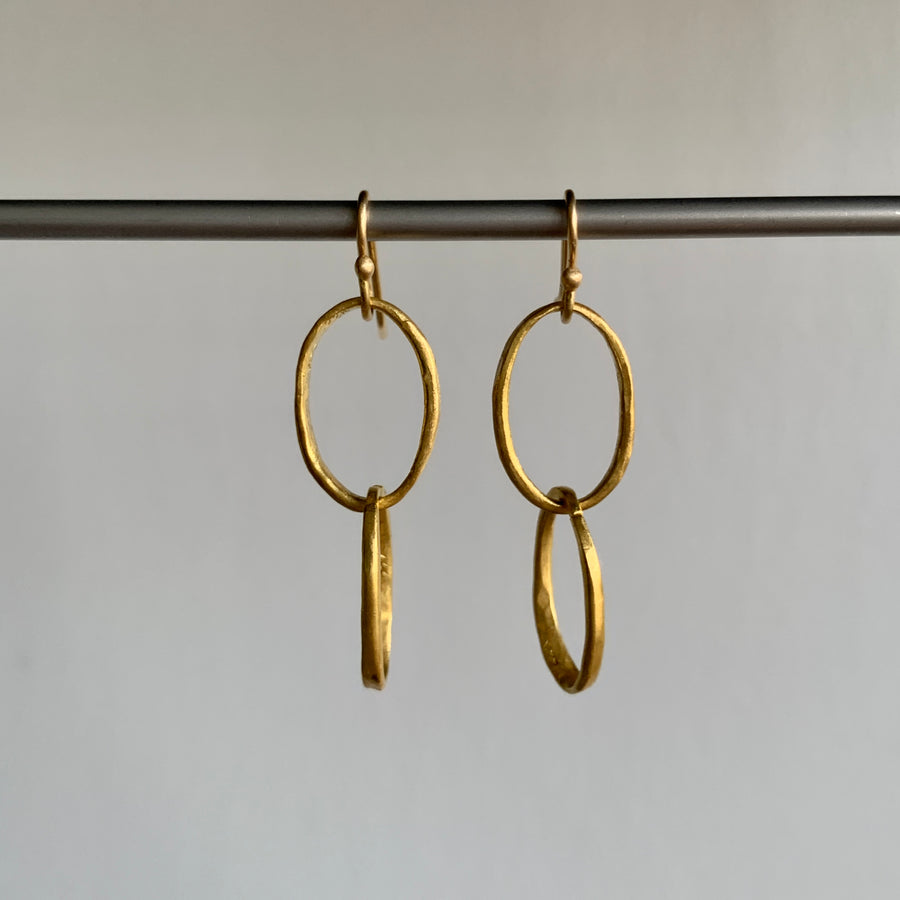 22k Double Pebble Link Earrings