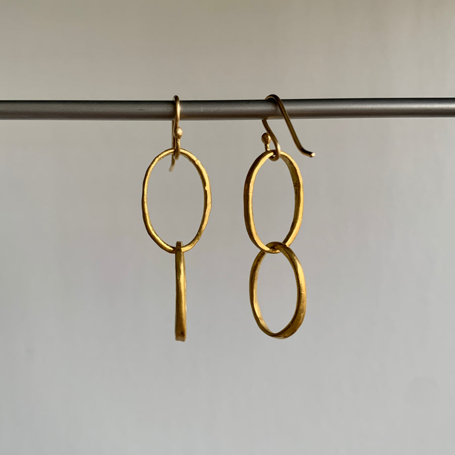 22k Double Pebble Link Earrings