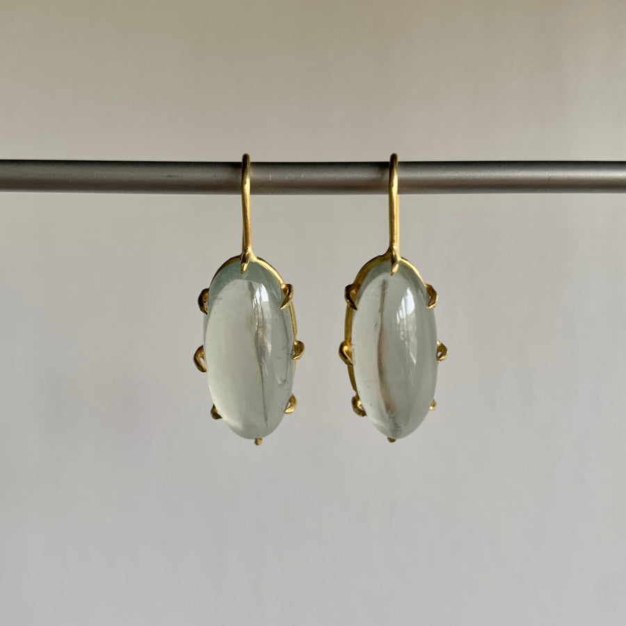Oval Sage Moonstone Cabochon Earrings
