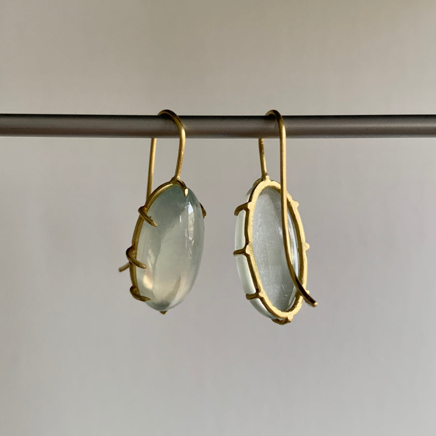 Oval Sage Moonstone Cabochon Earrings