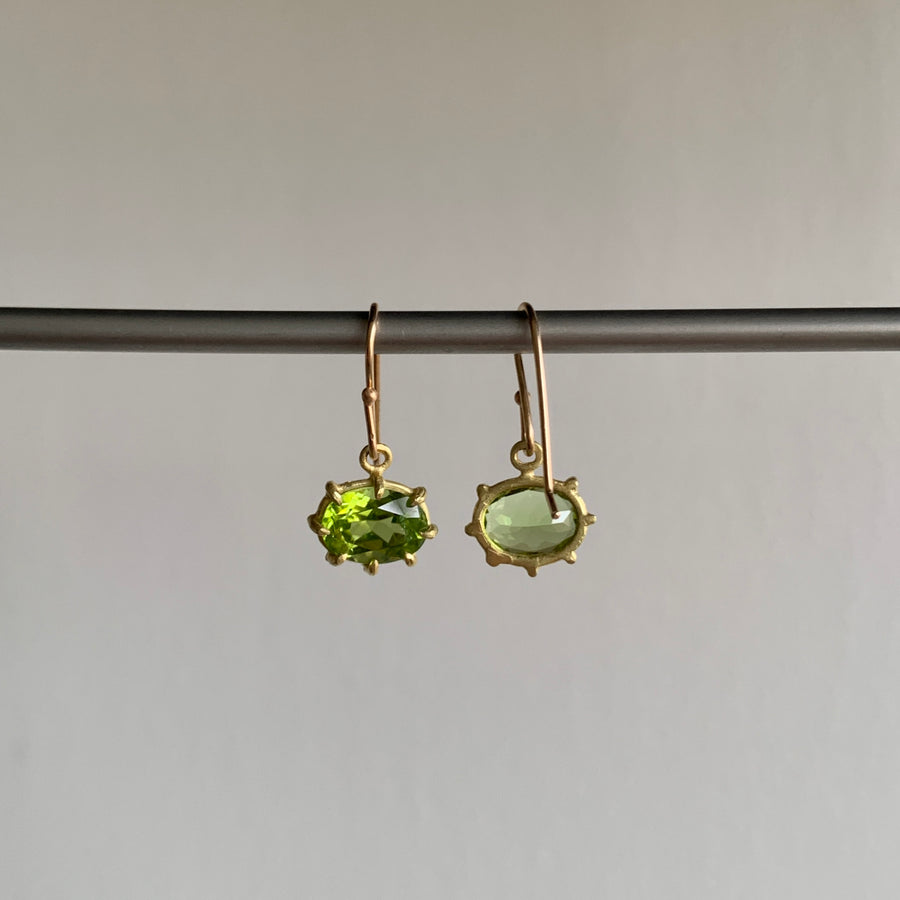 Mini Faceted Oval Peridot Earrings