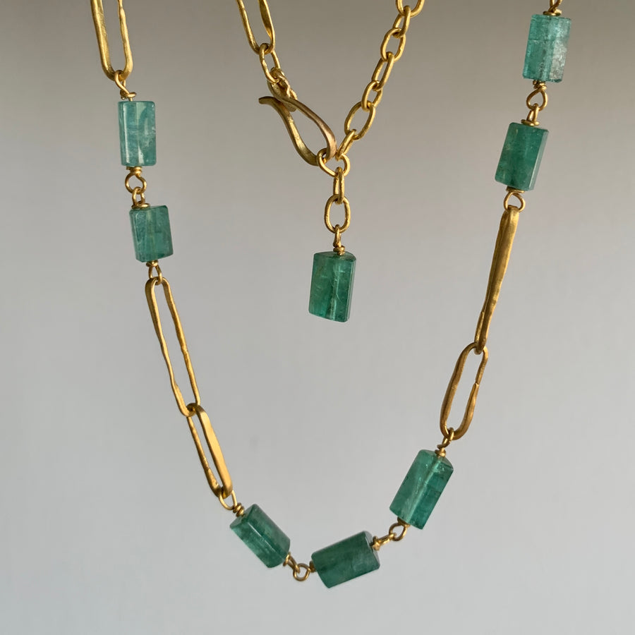 Green Tourmaline 22k Gold Necklace