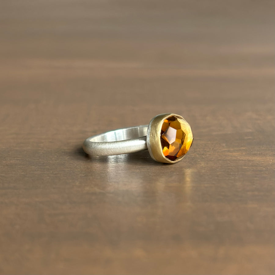 Faceted Oval Citrine Ring