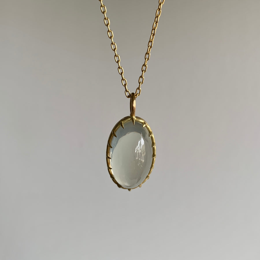 Oval Sage Moonstone Cabochon Pendant