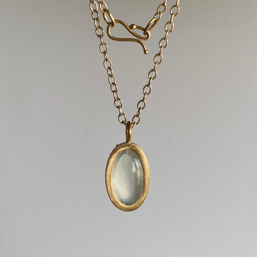 Oval Sage Moonstone Cabochon Pendant