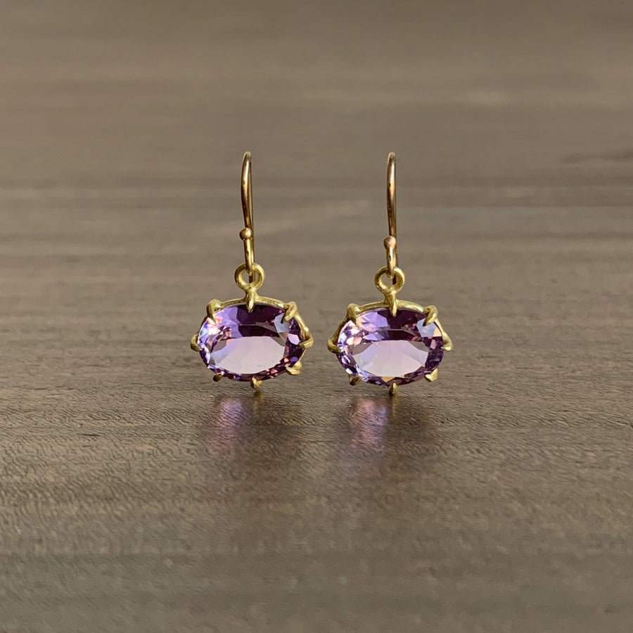 Small Faceted Oval Lavender Amethyst Earrings