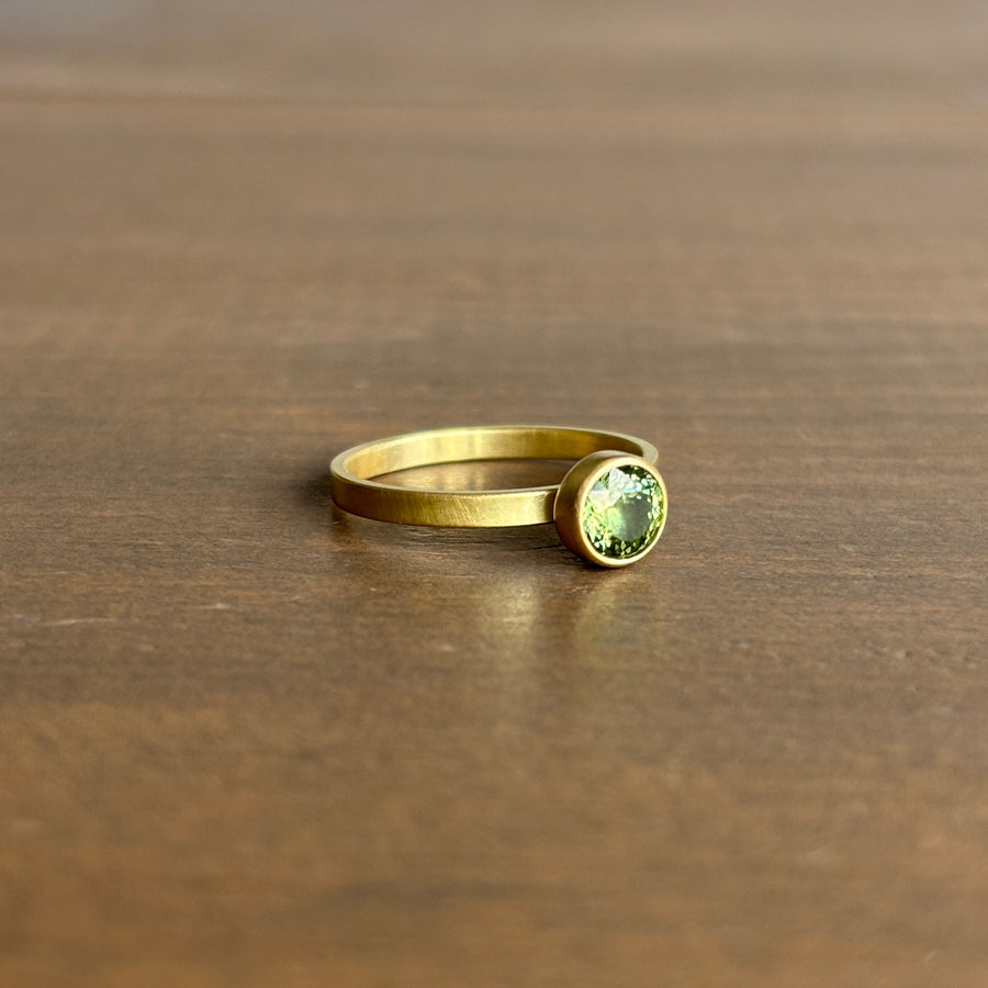 Round Faceted Green Tourmaline Stacking Ring