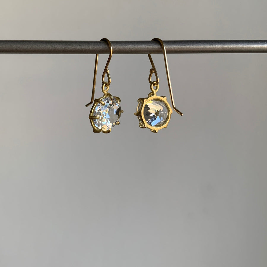 Small Oval Faceted White Topaz Earrings