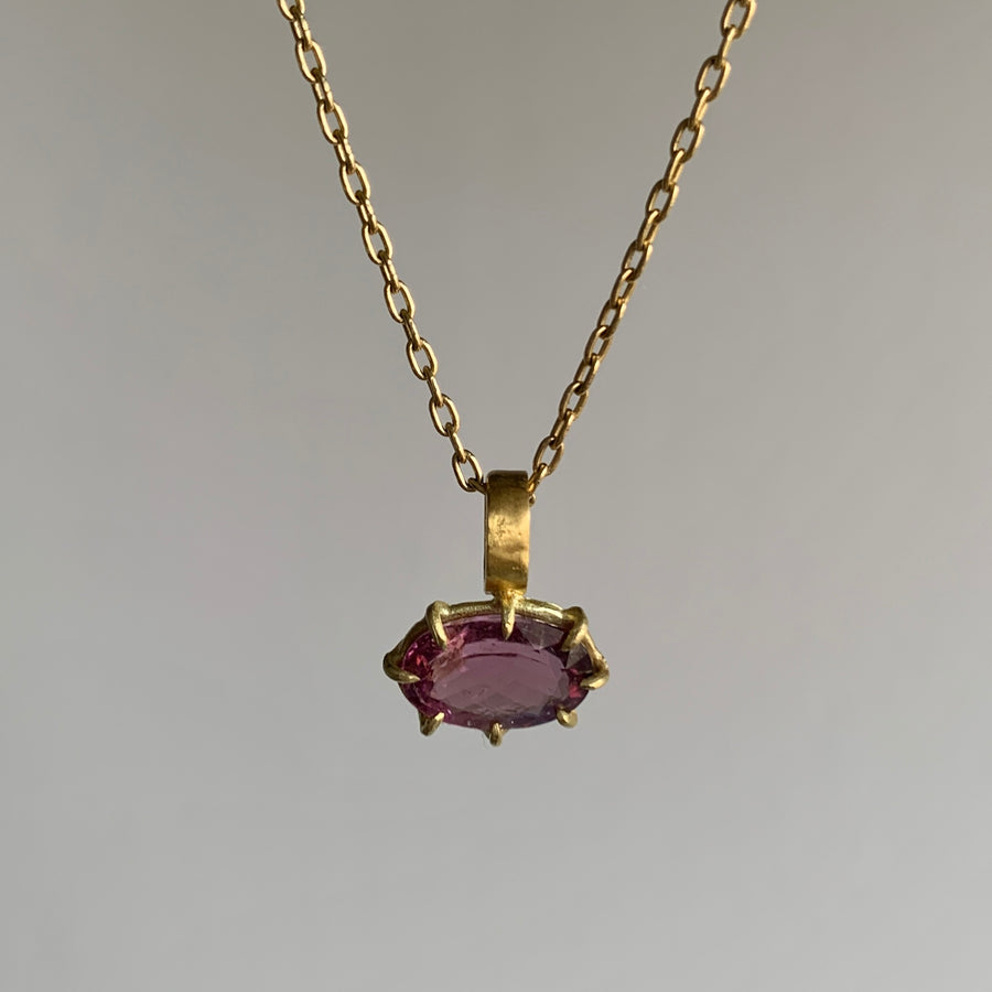 Oval Rubellite Tourmaline Pendant