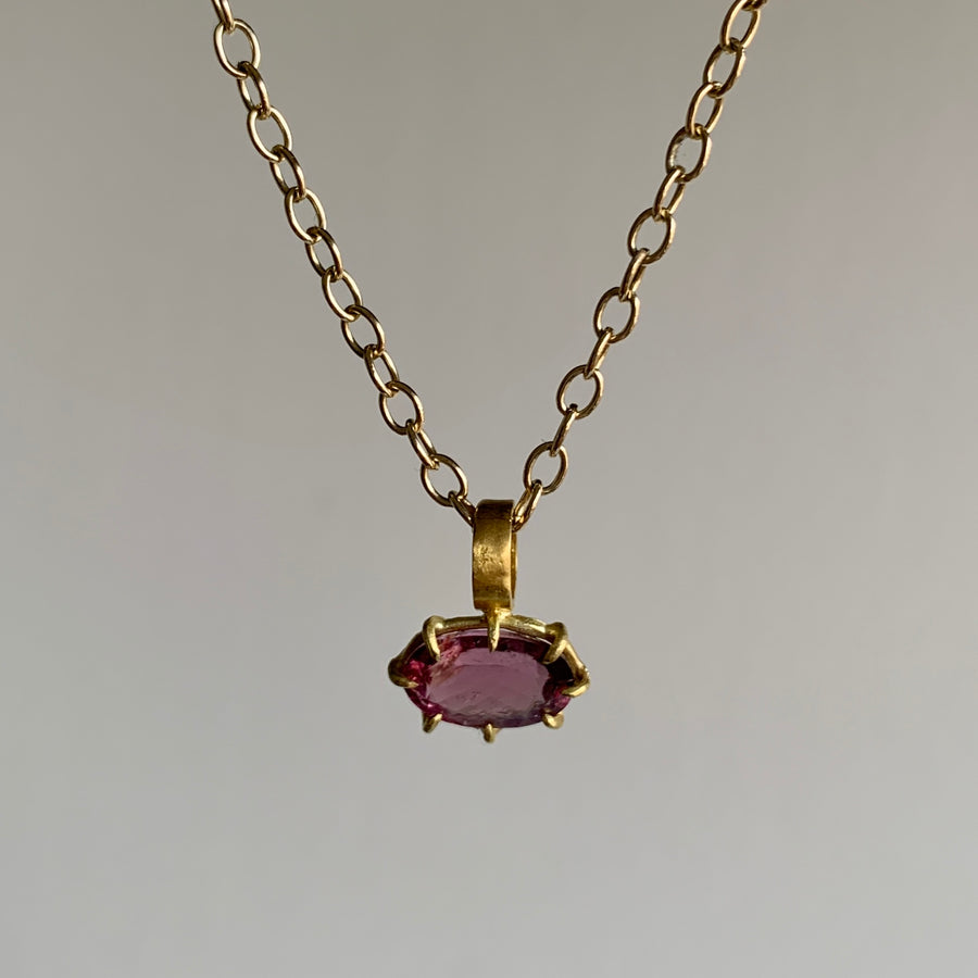 Oval Rubellite Tourmaline Pendant