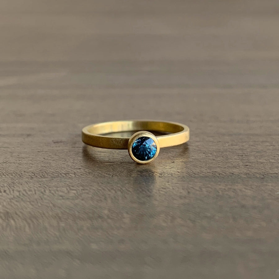 Round Blue Sapphire Stacking Ring