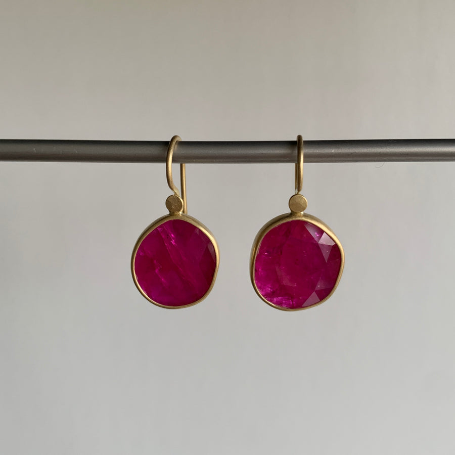 Large Ruby Pebble Drop Earrings