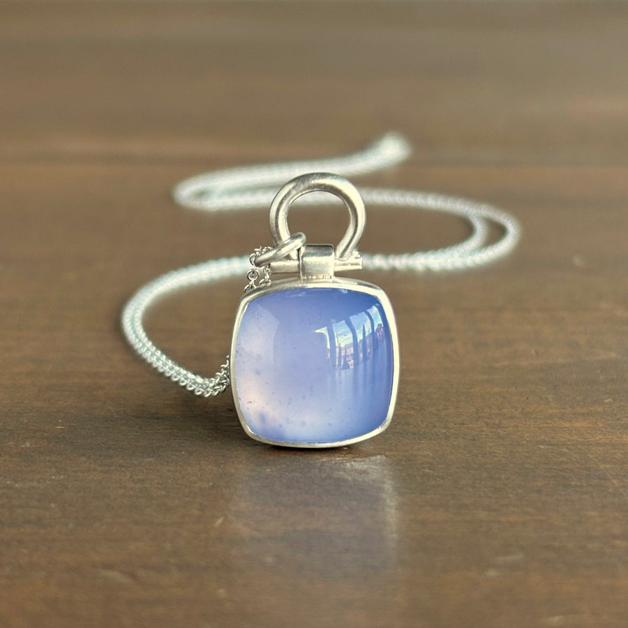 Silver Cabochon Cushion Chalcedony Pendant