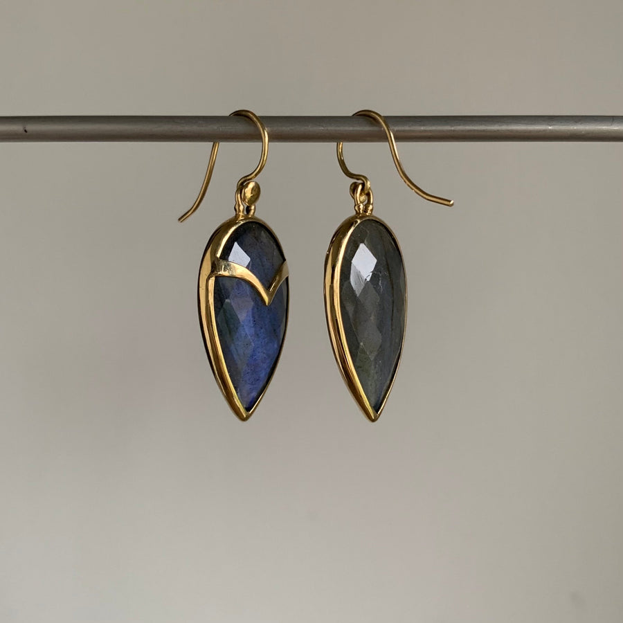 Labradorite Owl Earrings