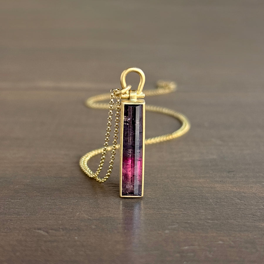 Bicolor Brazilian Tourmaline Rectangle Pendant