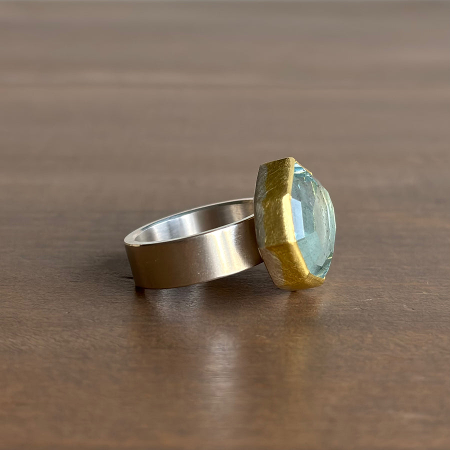  Large Aquamarine Tablet East-West Ring side view 3