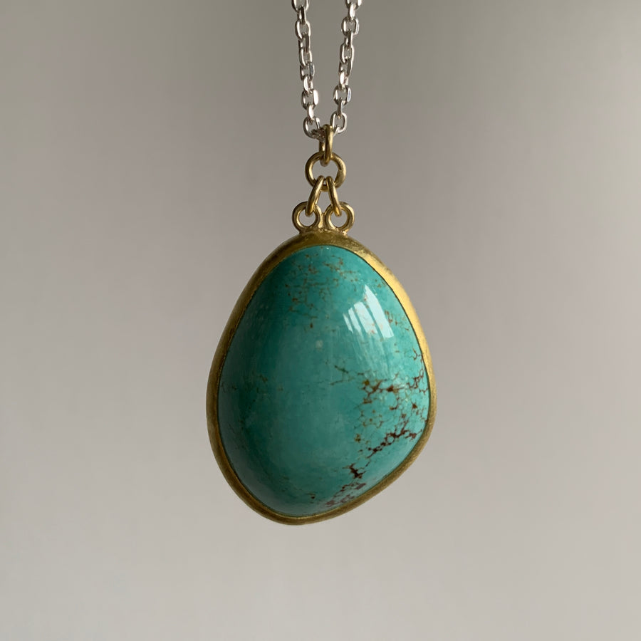  Large Kingman Turquoise Pendant hanging view 1