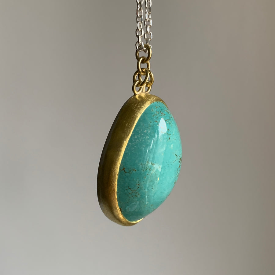  Large Kingman Turquoise Pendant hanging view 2