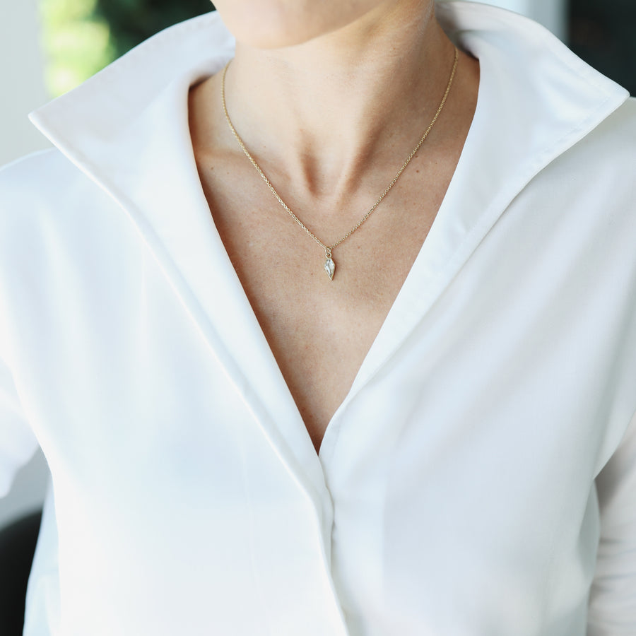 Light Champagne Diamond Spike Pendant on model view 1