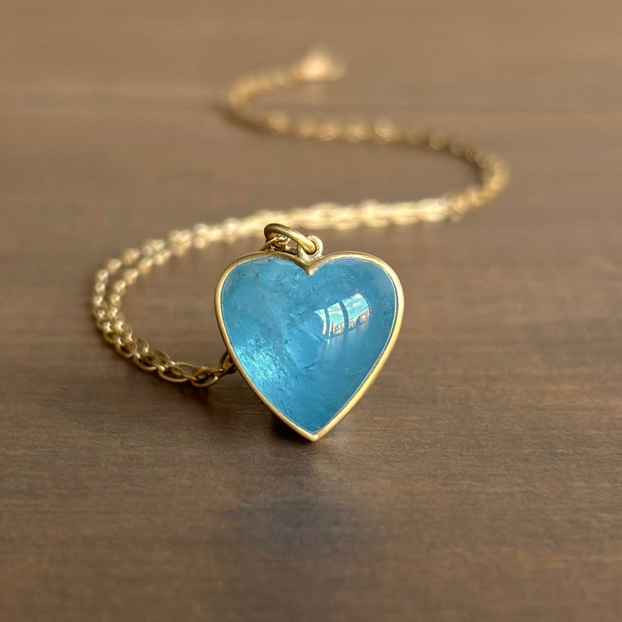 Aquamarine Cabochon Sweetheart Pendant