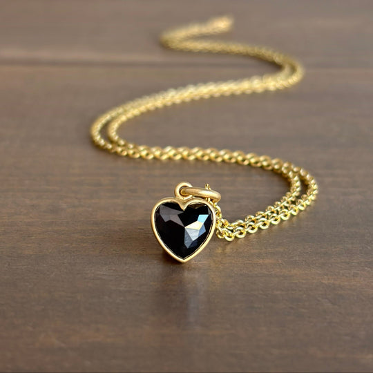 Lola Brooks Black Diamond Sweetheart Pendant necklace front view