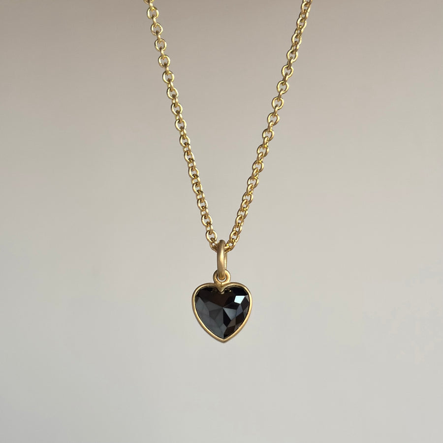 Lola Brooks Black Diamond Sweetheart Pendant necklace hanging view 2