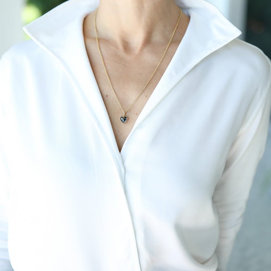 Lola Brooks Black Diamond Sweetheart Pendant necklace on model