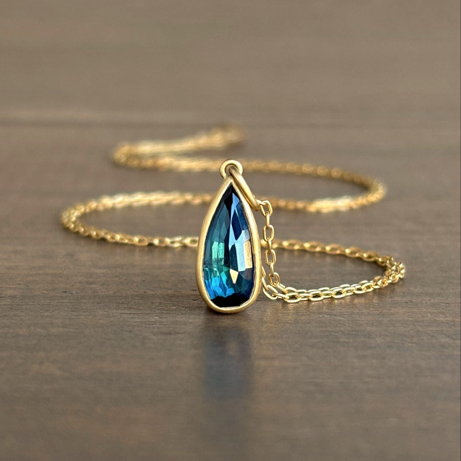 Blue Sapphire Droplet Pendant