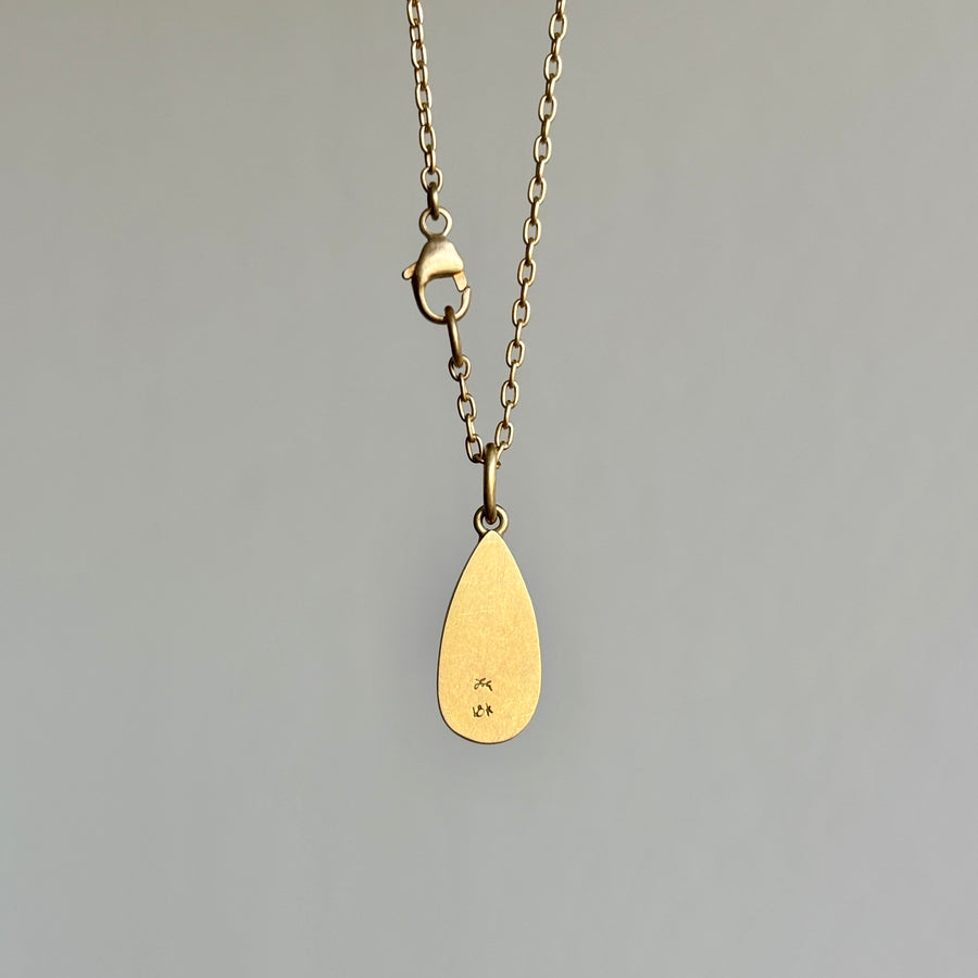Lola Brooks Blue Sapphire Droplet Pendant necklace hanging view 3