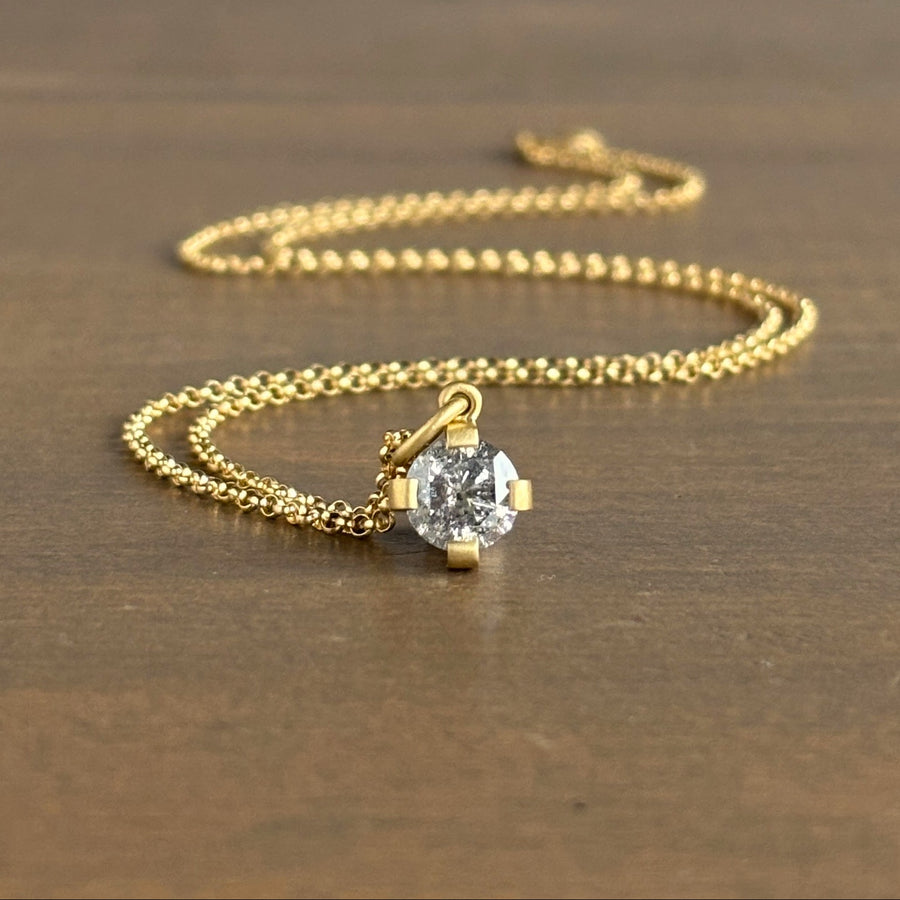 Brilliant Gray Diamond Prong-Set Pendant