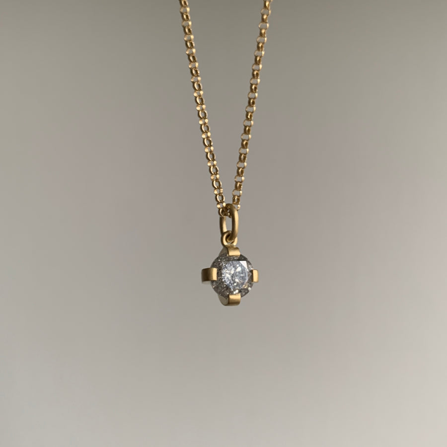 Lola Brooks Brilliant Gray Diamond Prong-Set Pendant necklace hanging view 1