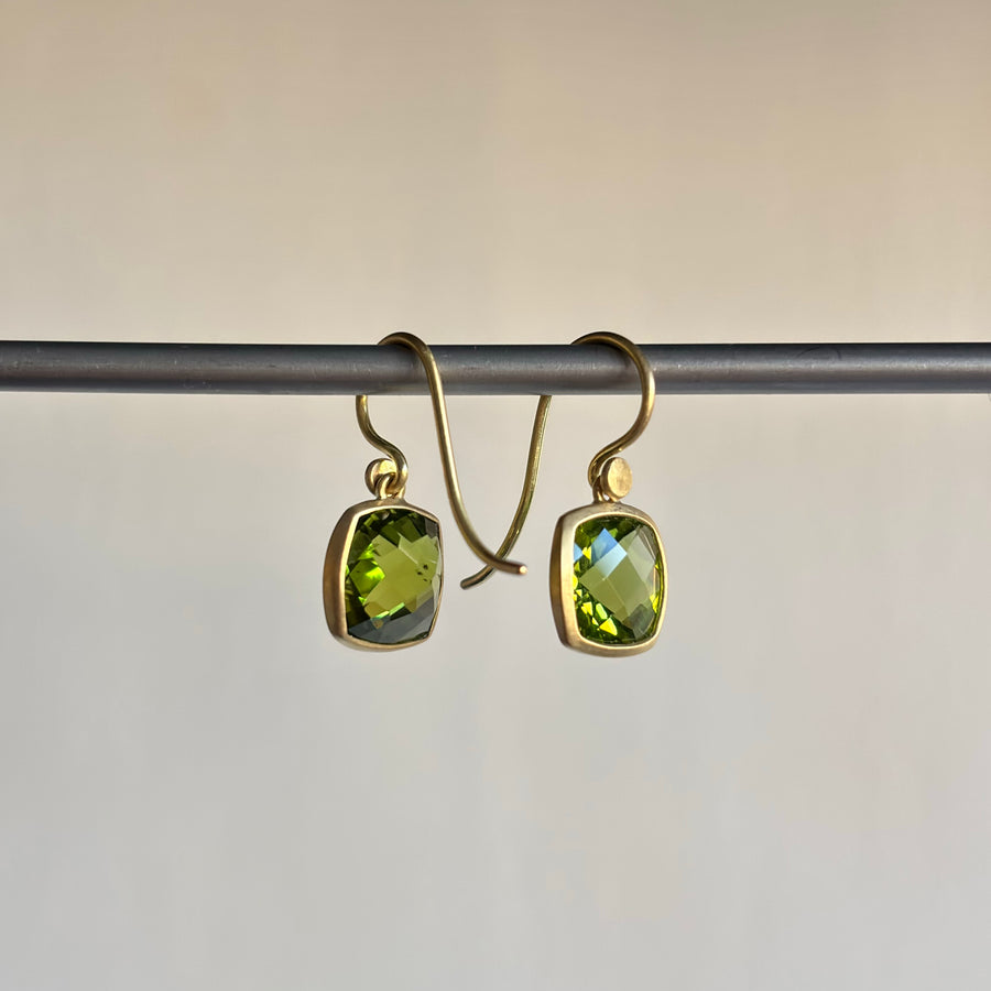 Lola Brooks Checkered Peridot Cushion Drop Earrings earrings side view 2