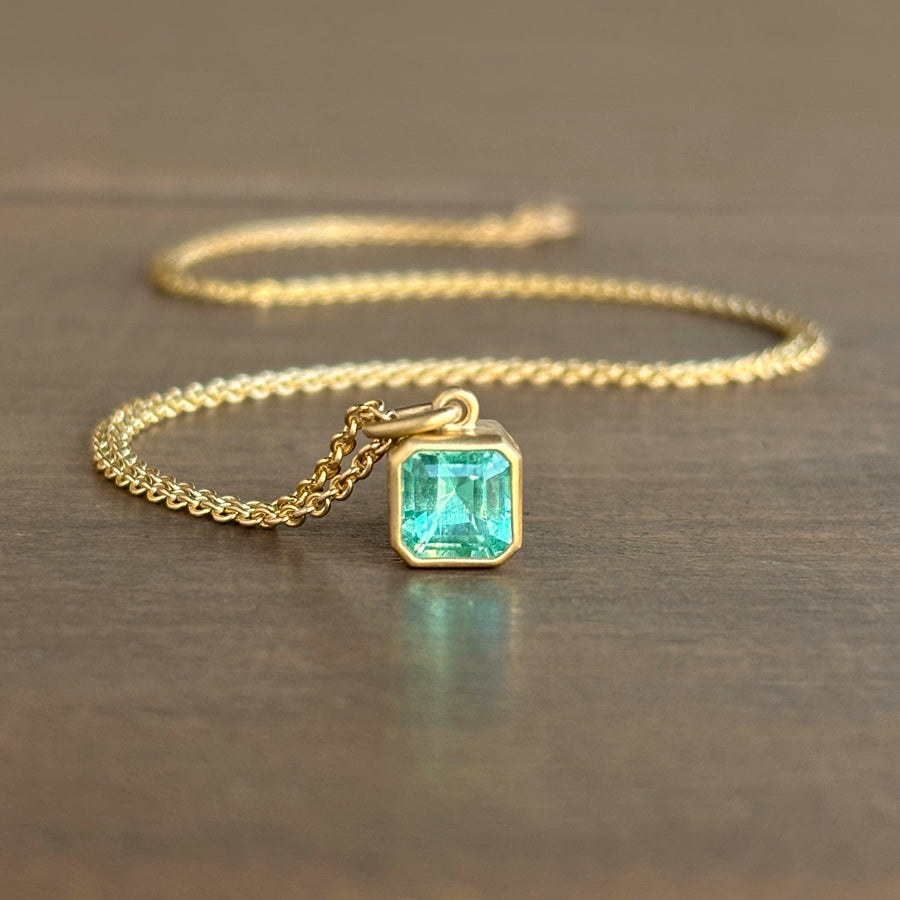Colombian Emerald Cube Pendant