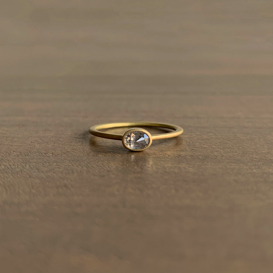East-West Oval Diamond Stacker Ring
