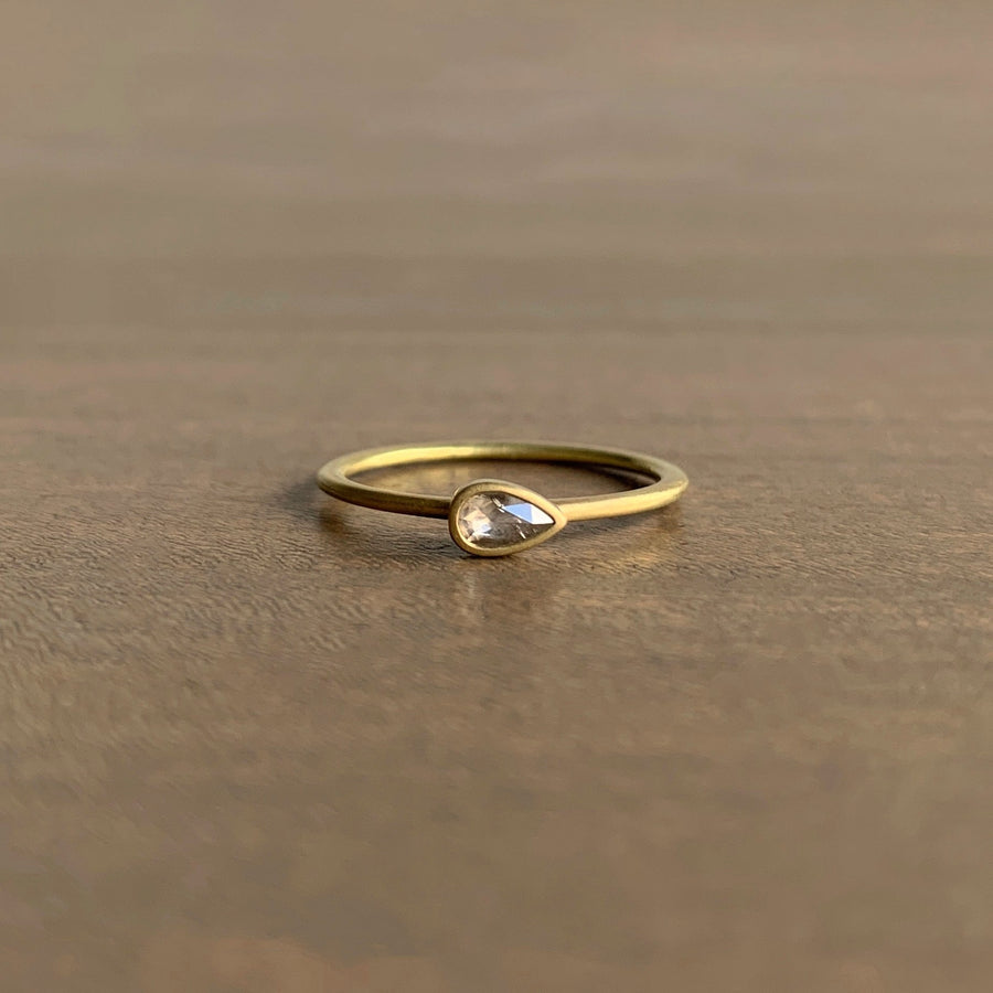 East-West Teardrop Diamond Stacker Ring