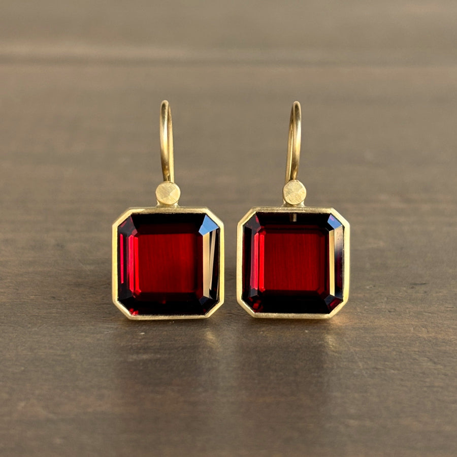 Garnet Cube Earrings