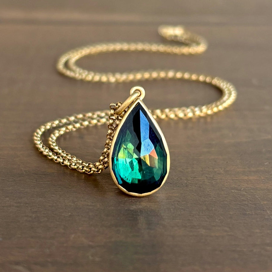 Green Sapphire Teardrop Pendant