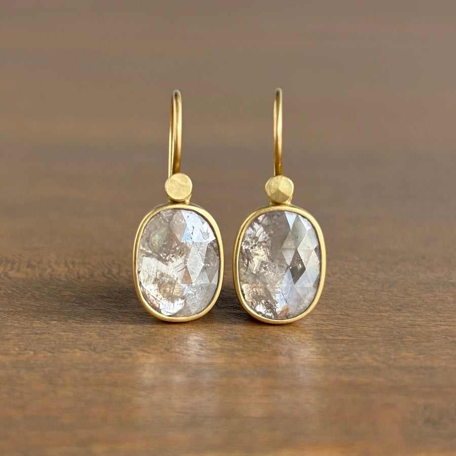 Lola Brooks Grey Cushion Diamond Drop Earrings earrings front view