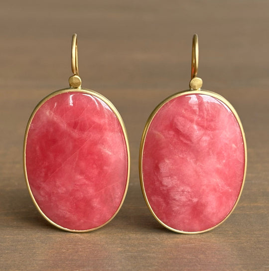 Lola Brooks Large Oval Rhodonite Sorbet Earrings earrings front view