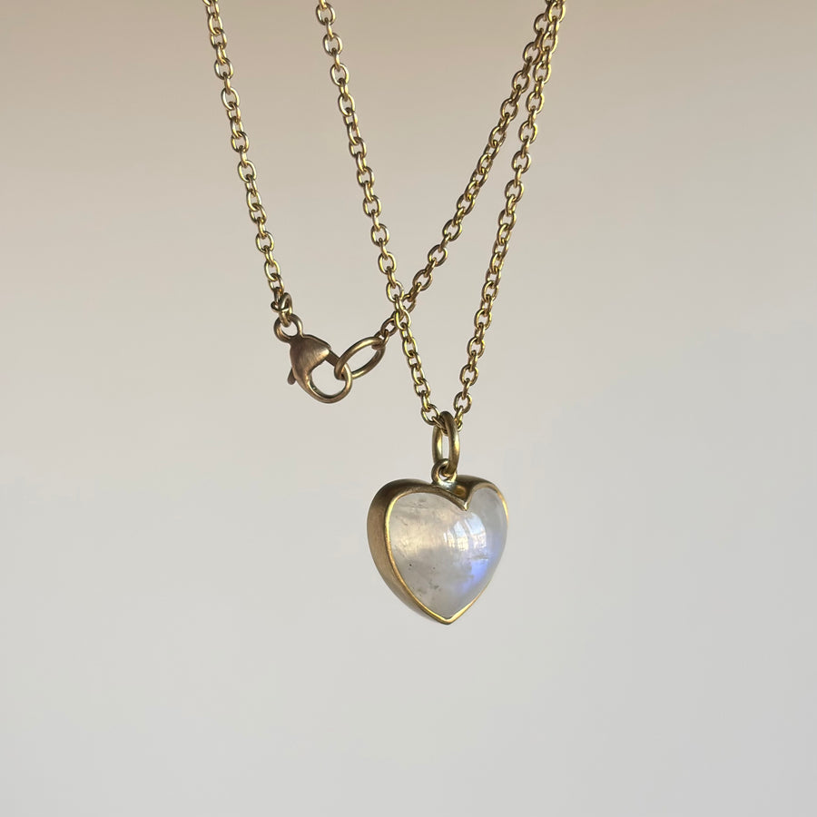 Lola Brooks Moonstone Cabochon Sweetheart Pendant necklace hanging view 1