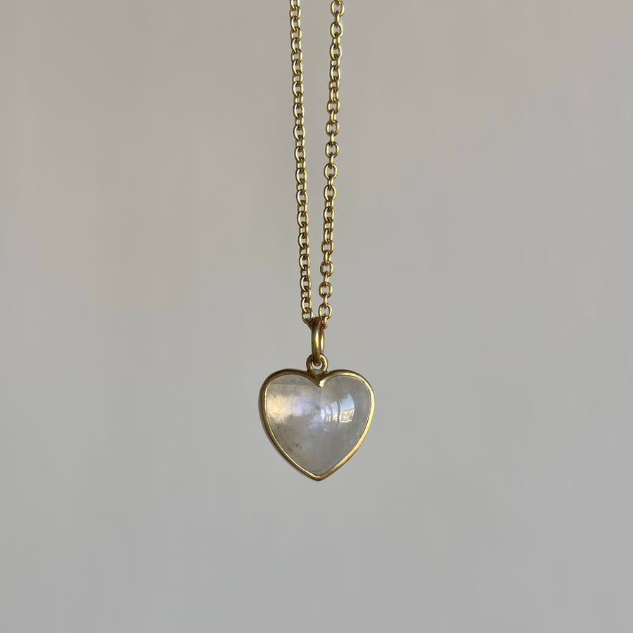 Lola Brooks Moonstone Cabochon Sweetheart Pendant necklace hanging view 2