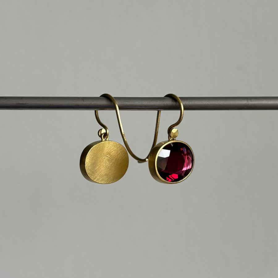 Lola Brooks Oval Garnet Sequin Earrings earrings side view 2
