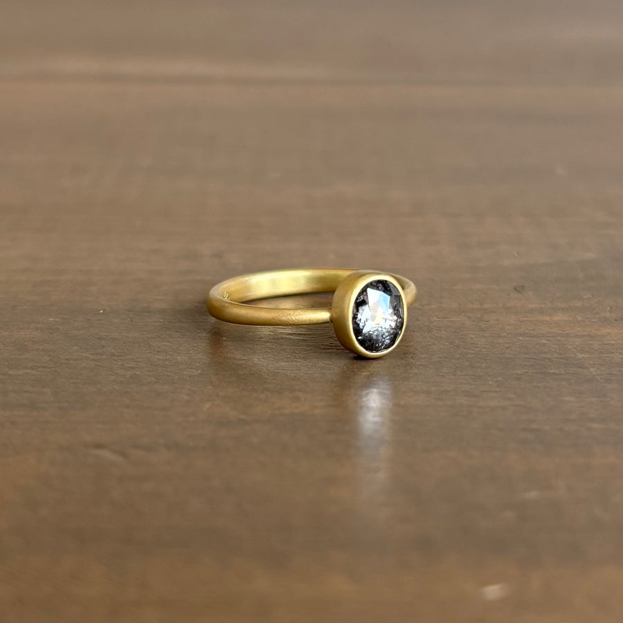 Lola Brooks Oval Peppery Diamond Ring side view 1